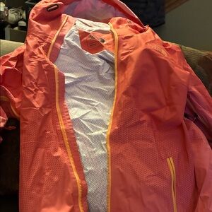 The North Face Coral and Yellow Windbreaker